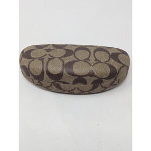 Coach Signature Tan Brown Hard Clam Shell Eye Glasses Sunglasses Case Clamshell